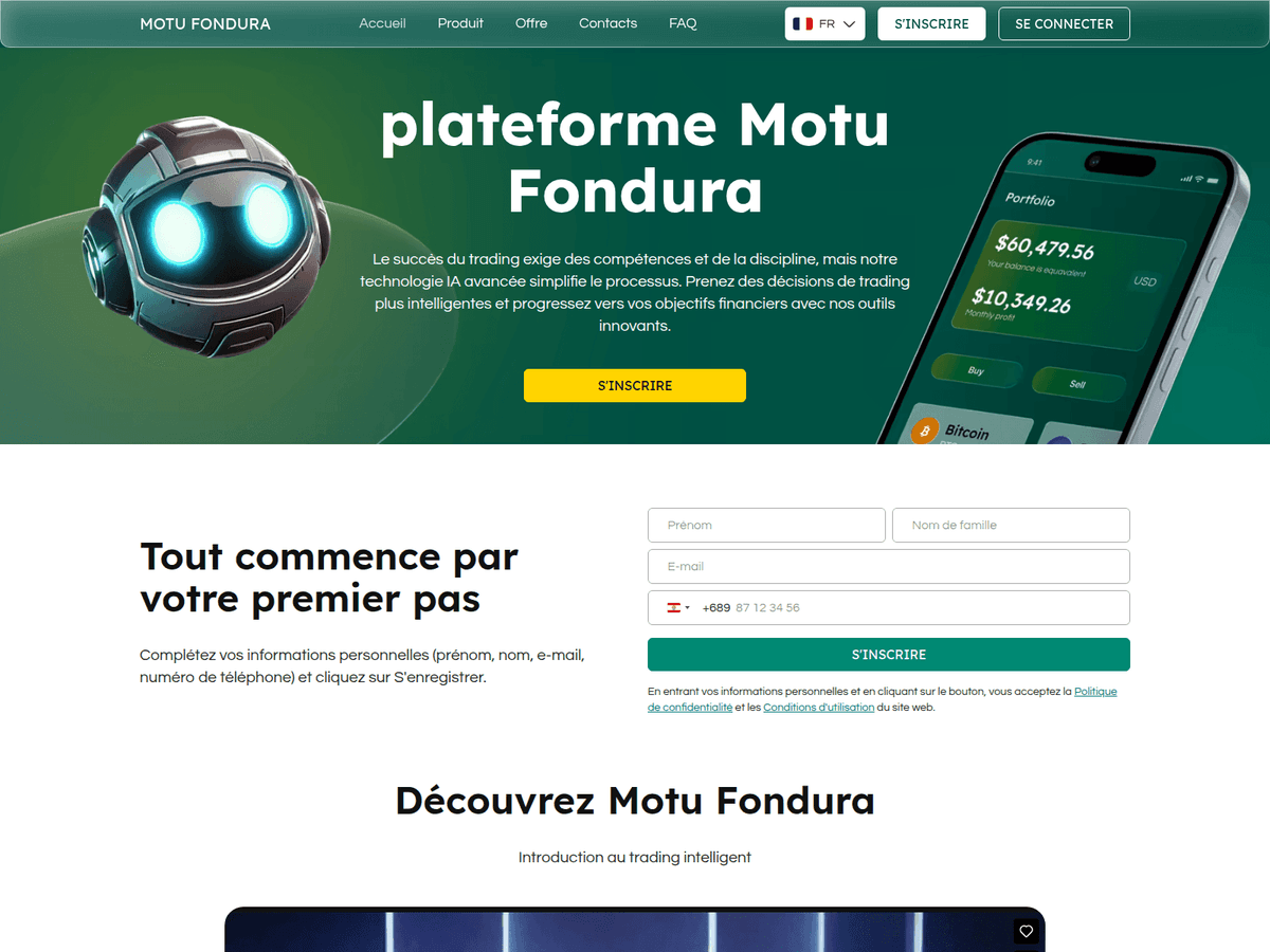 Screenshot der Webseite Motufondura (motufondura.com)