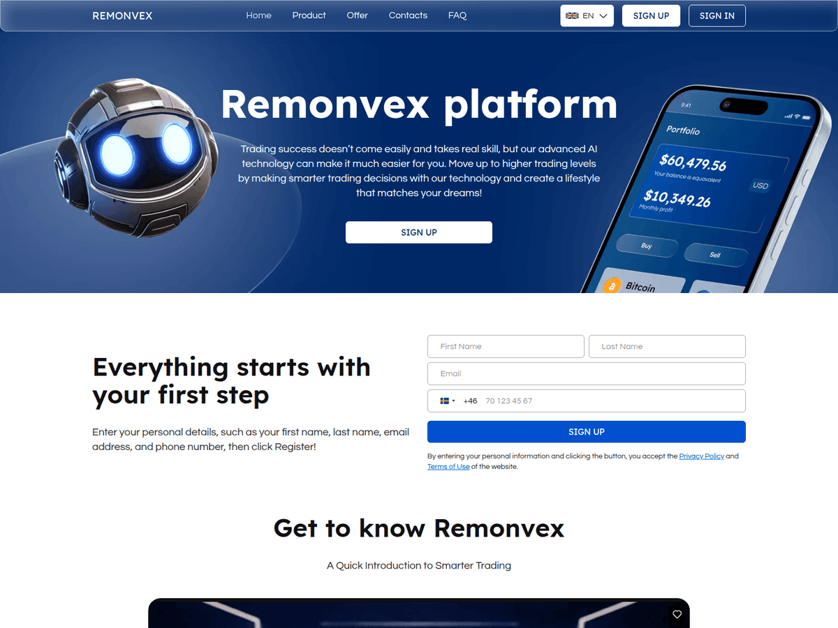 Screenshot der Webseite Remonvex (remonvex.com)