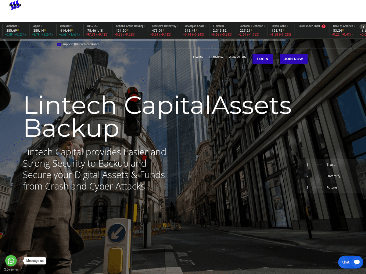 Screenshot der Webseite Lintech Capital (lintech-capital.cc)