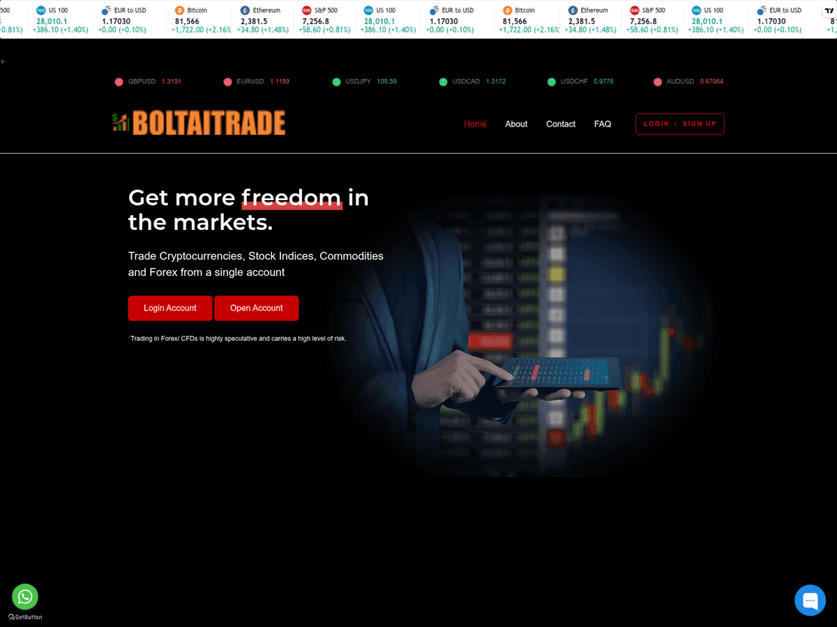 Screenshot der Webseite Boltaitrades (boltaitrades.live)