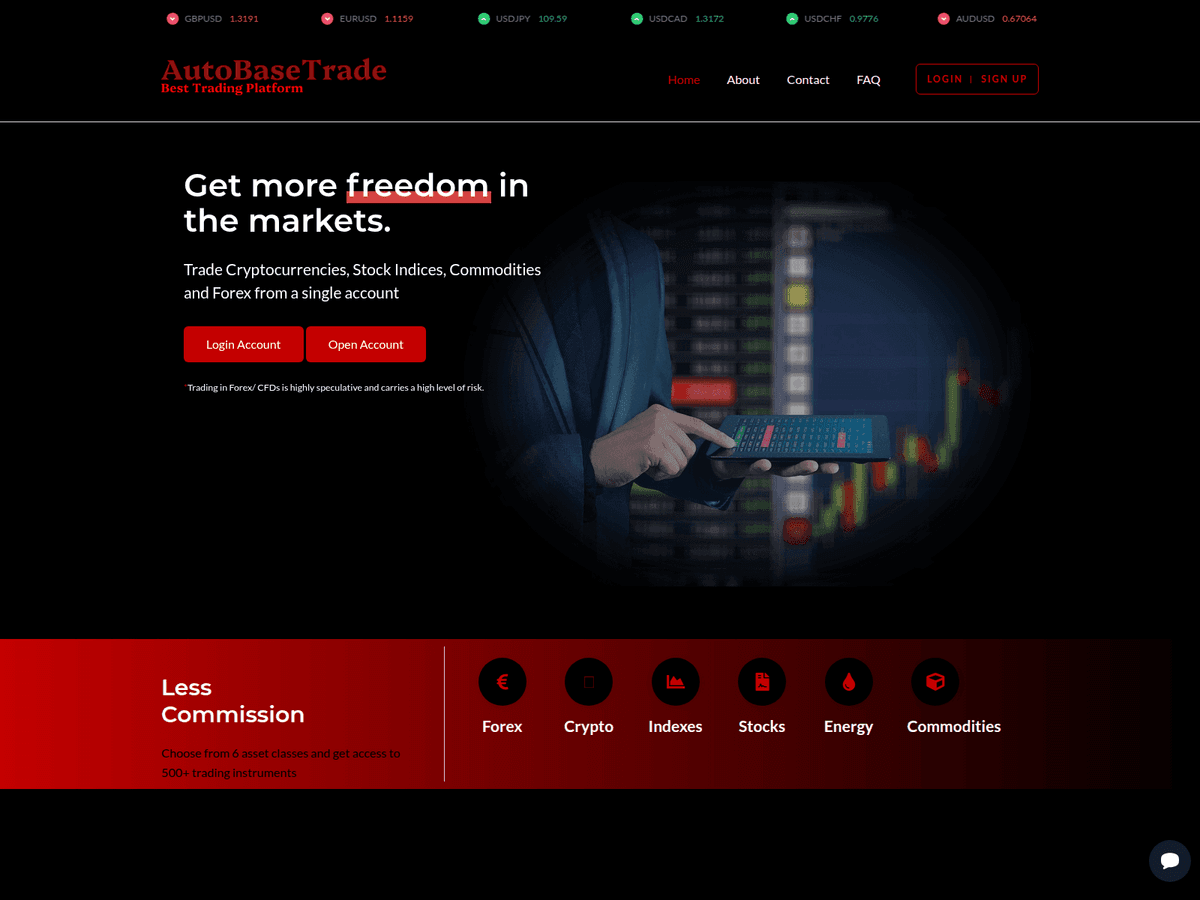 Screenshot der Webseite Autobasetrade (autobasetrade.live)