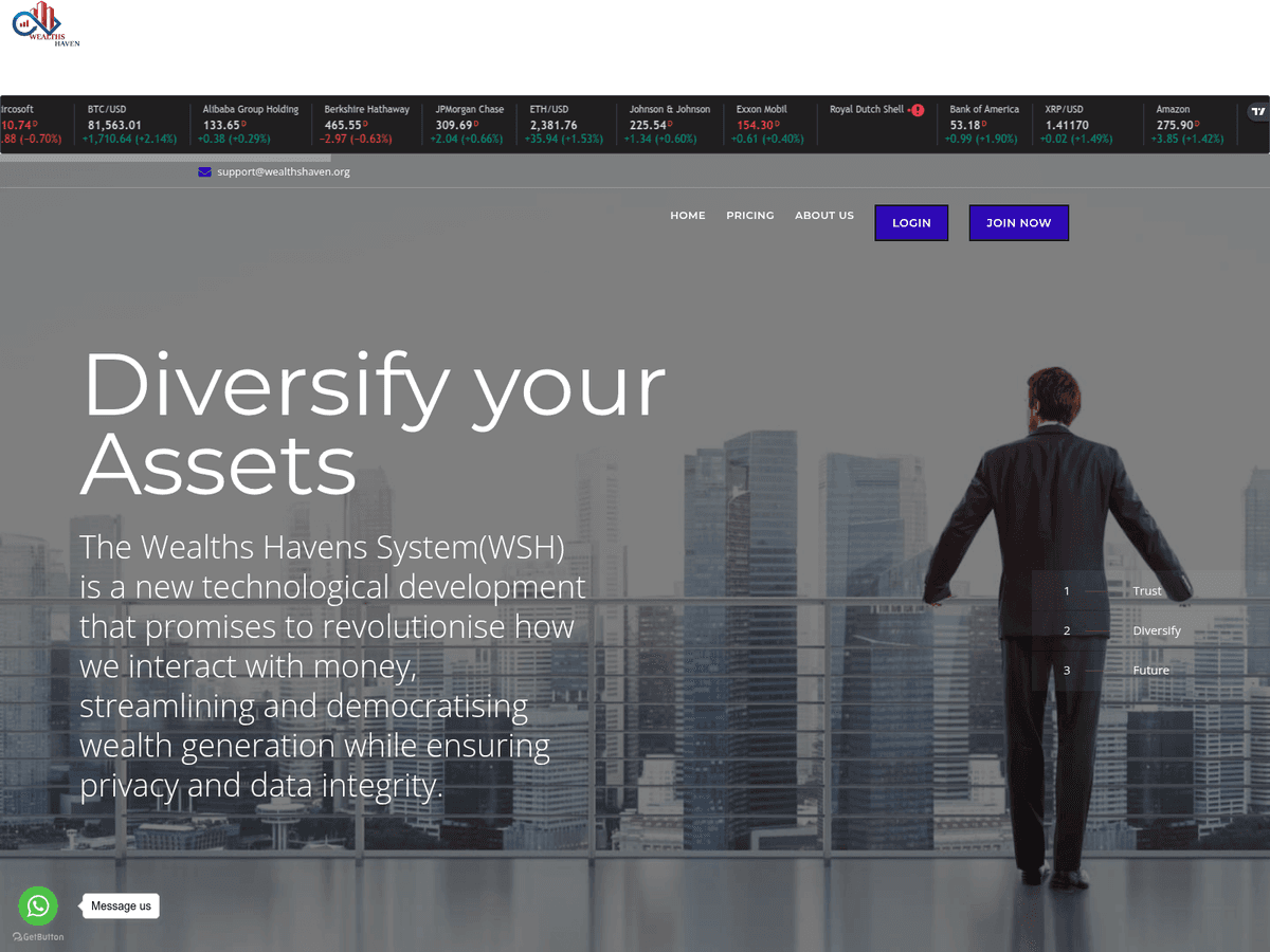 Screenshot der Webseite Wealthshaven (wealthshaven.org)