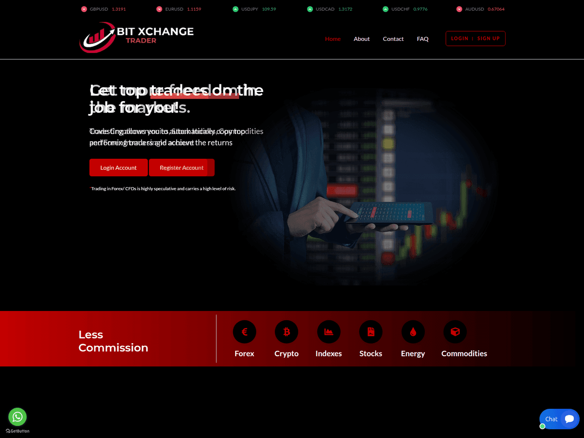Screenshot der Webseite Bitxchangetrader (bitxchangetrader.live)