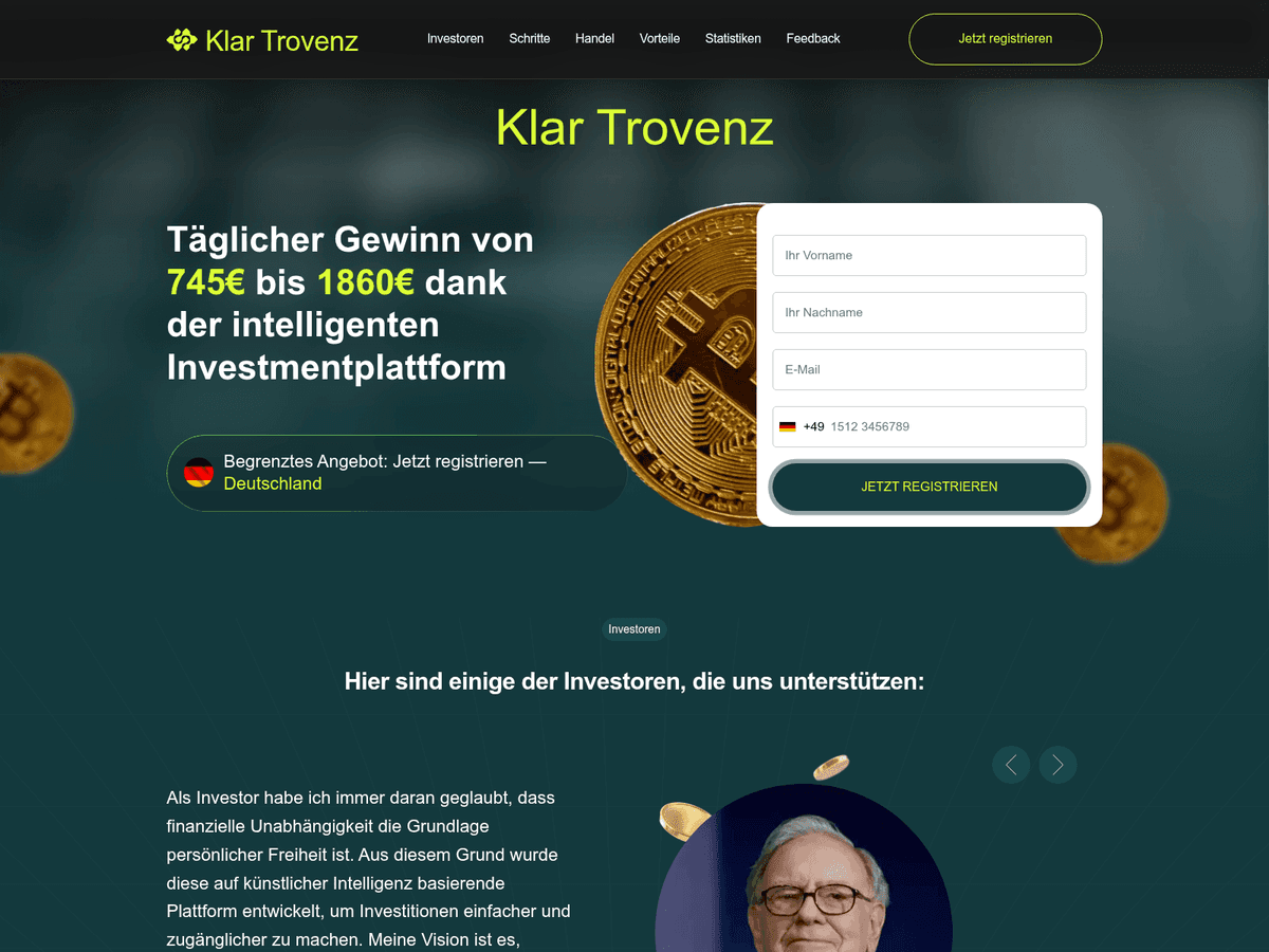 Screenshot der Webseite Klar Trovenz (klar-trovenz.site)