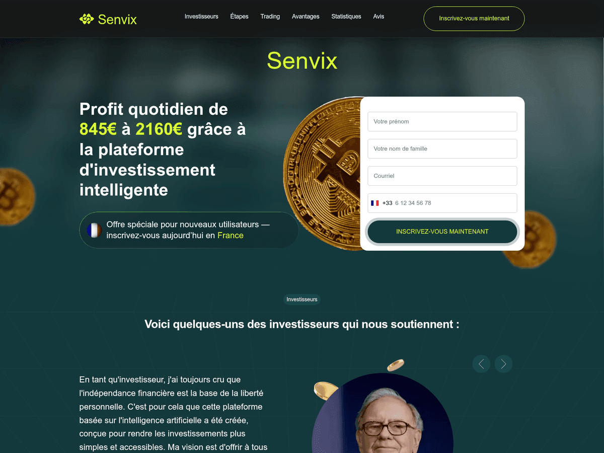 Screenshot der Webseite Senvix Officiel (senvix-officiel.com)
