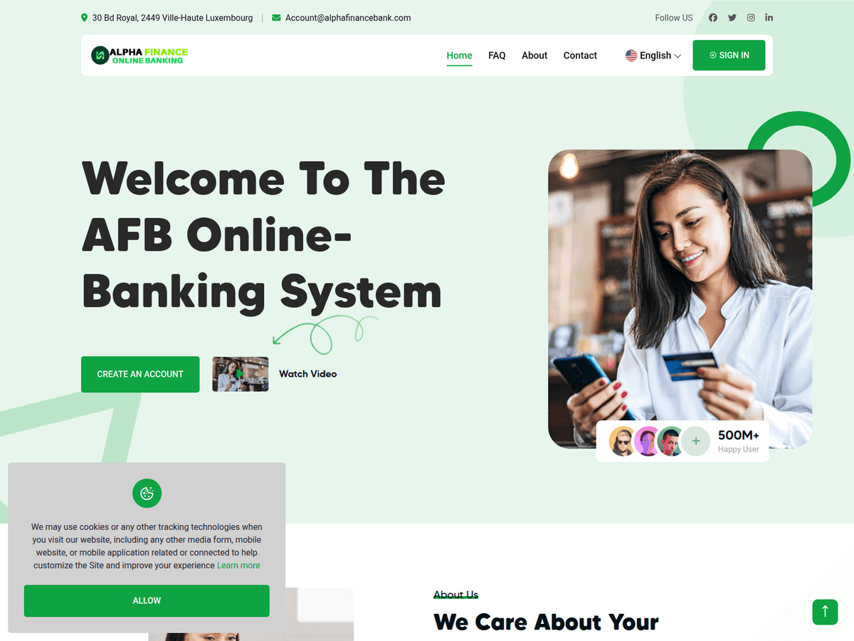 Screenshot von Alphafinancebank