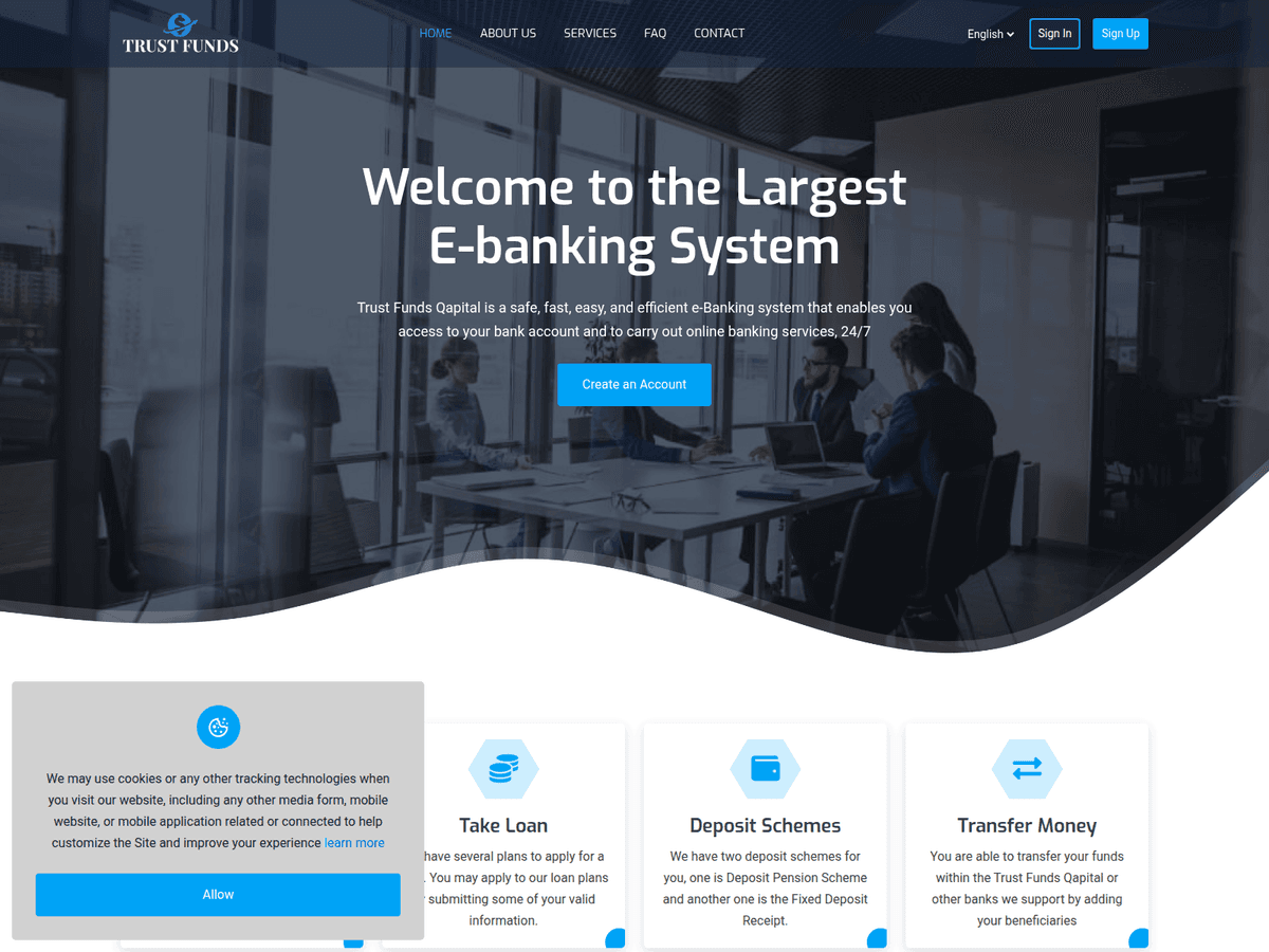 Screenshot der Webseite Trustfundsqapital (trustfundsqapital.com)