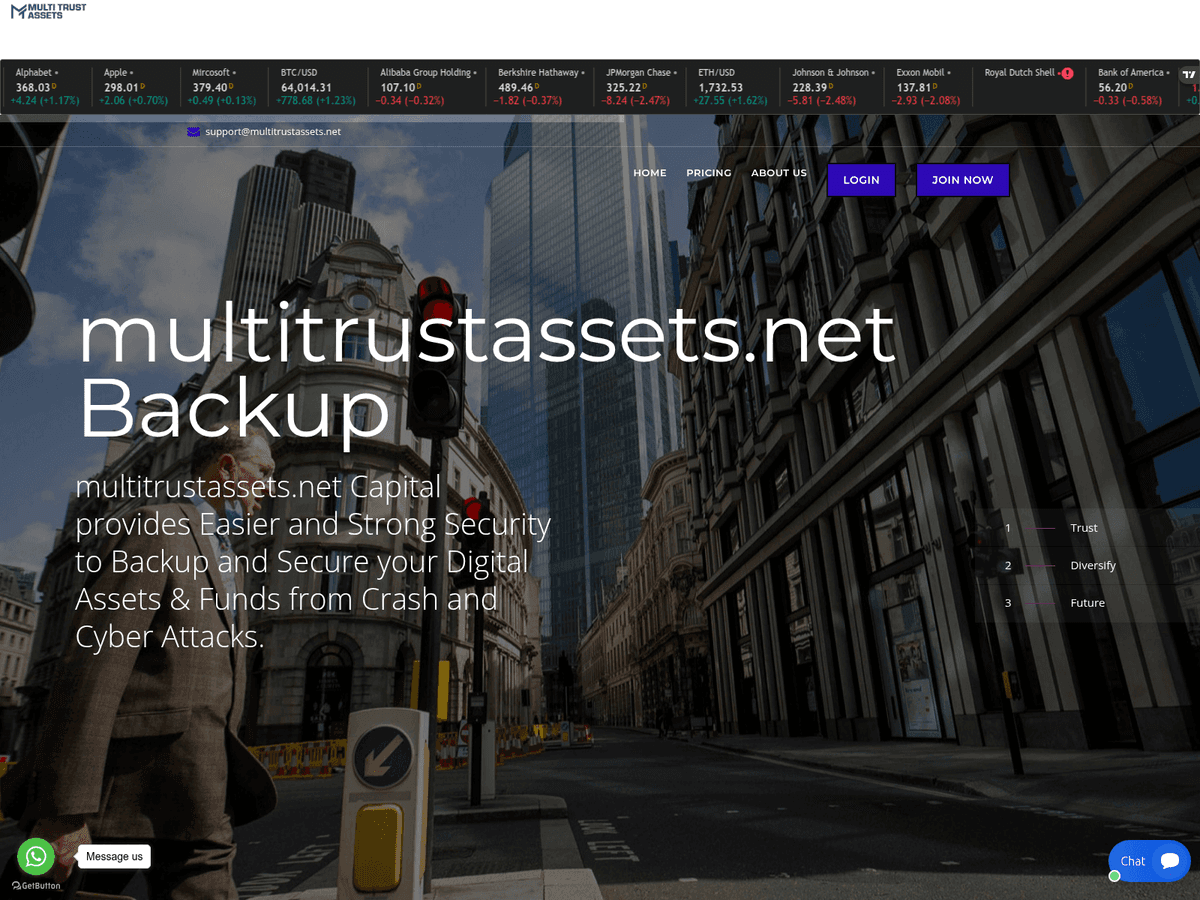 Screenshot der Webseite Multitrustassets (multitrustassets.net)