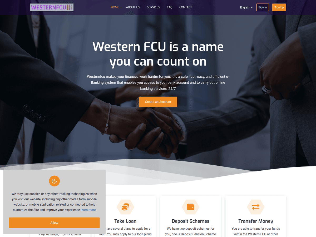 Screenshot der Webseite Westernfcu (westernfcu.online)