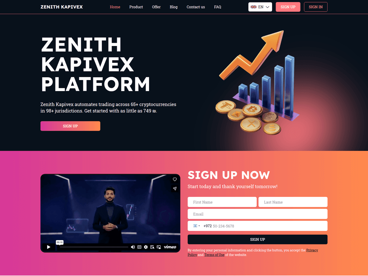 Screenshot der Webseite Zenith Kapivex (zenith-kapivex.com)