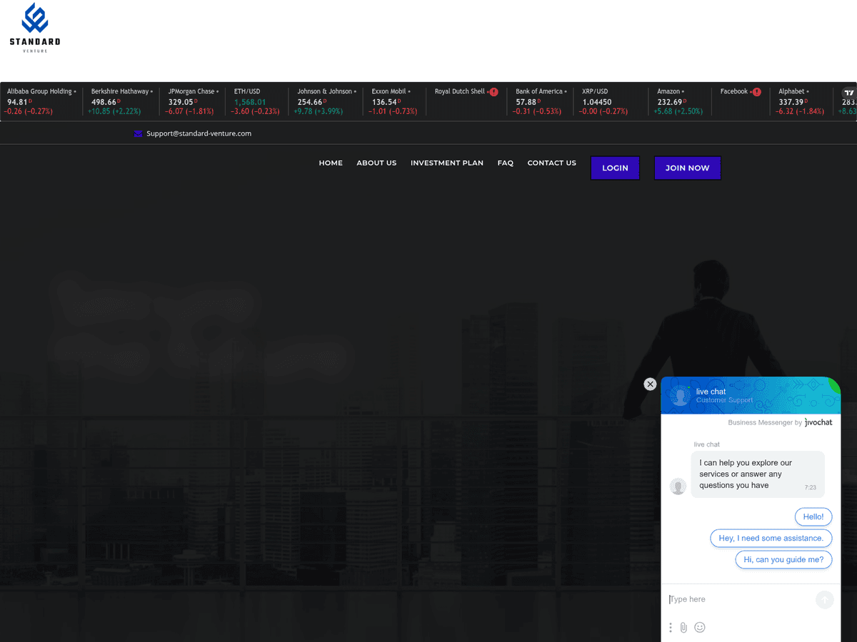 Screenshot der Webseite Standard Venture (standard-venture.com)