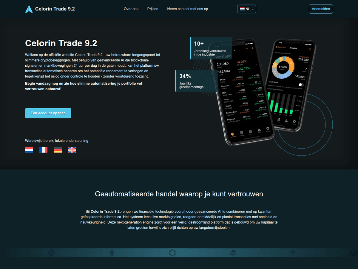 Screenshot der Webseite Celorintrade (celorintrade.com)