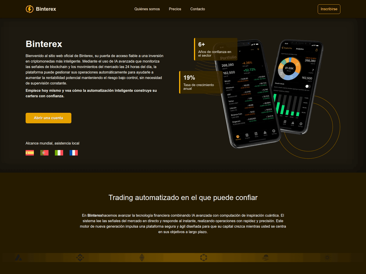 Screenshot der Webseite Binterexes (binterexes.com)