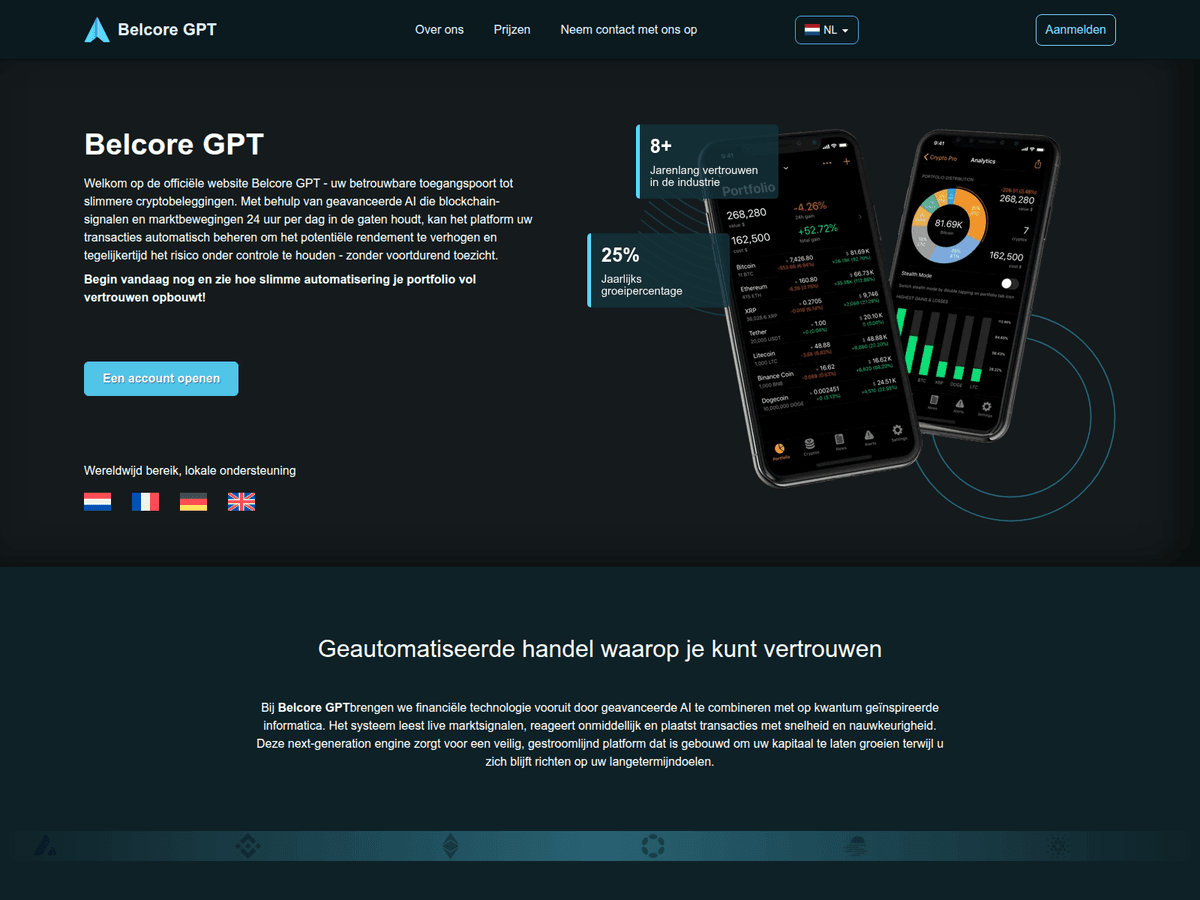 Screenshot der Webseite Belcoregptnl (belcoregptnl.com)