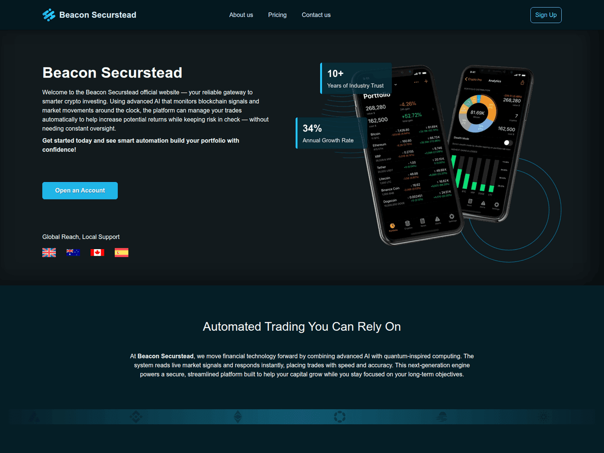 Screenshot der Webseite Beaconsecurstead (beaconsecurstead.com)