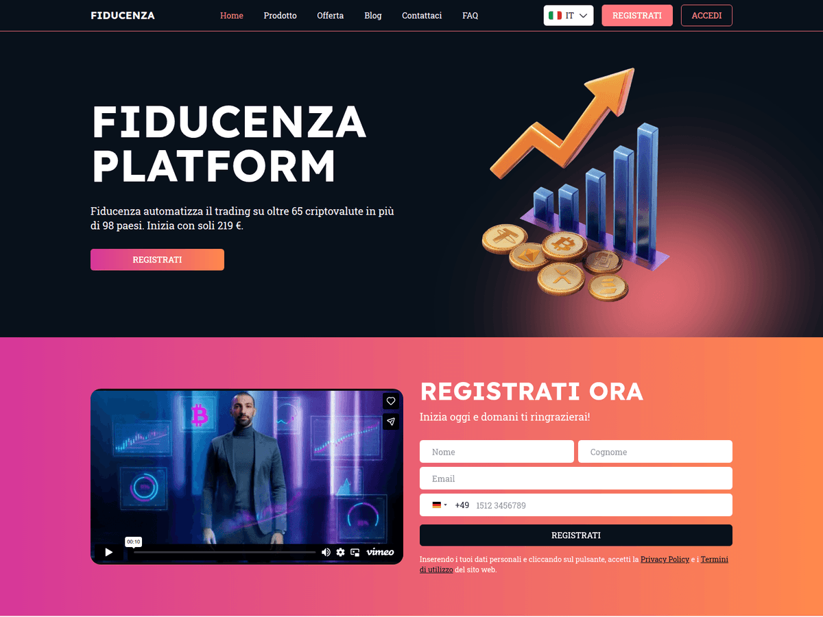 Screenshot der Webseite Fiducenza (fiducenza.com)
