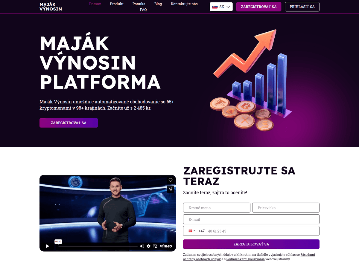 Screenshot der Webseite Majakvynosin (majakvynosin.com)