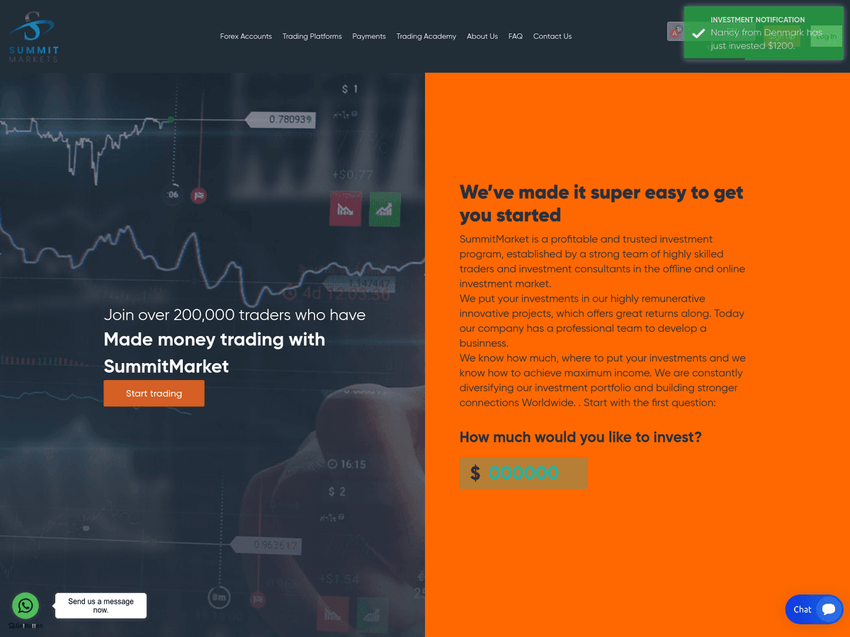 Screenshot der Webseite Summitmarkets (summitmarkets.online)