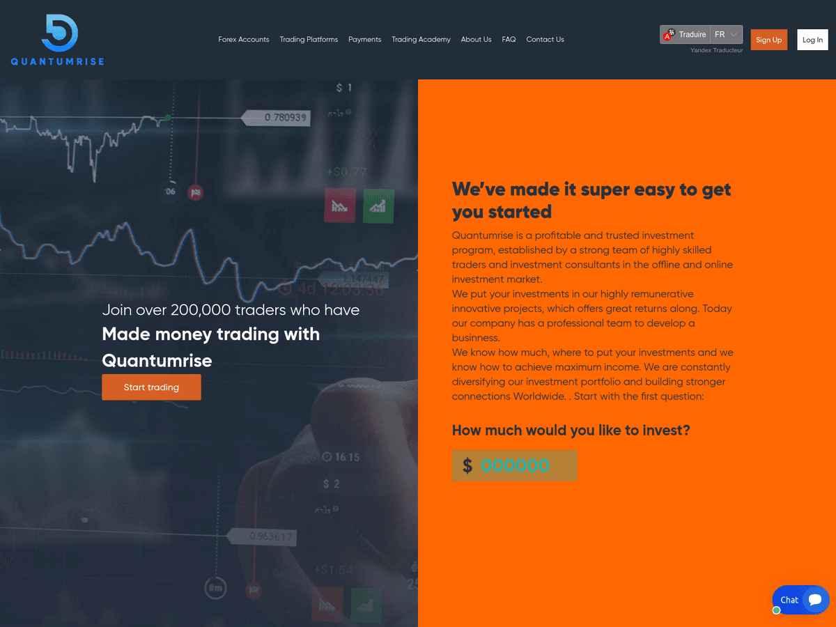 Screenshot der Webseite Quantumrise (quantumrise.online)