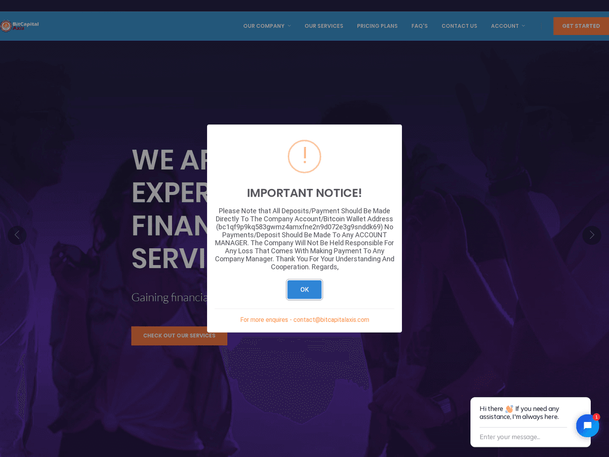 Screenshot der Webseite Bitcapitalaxis (bitcapitalaxis.com)