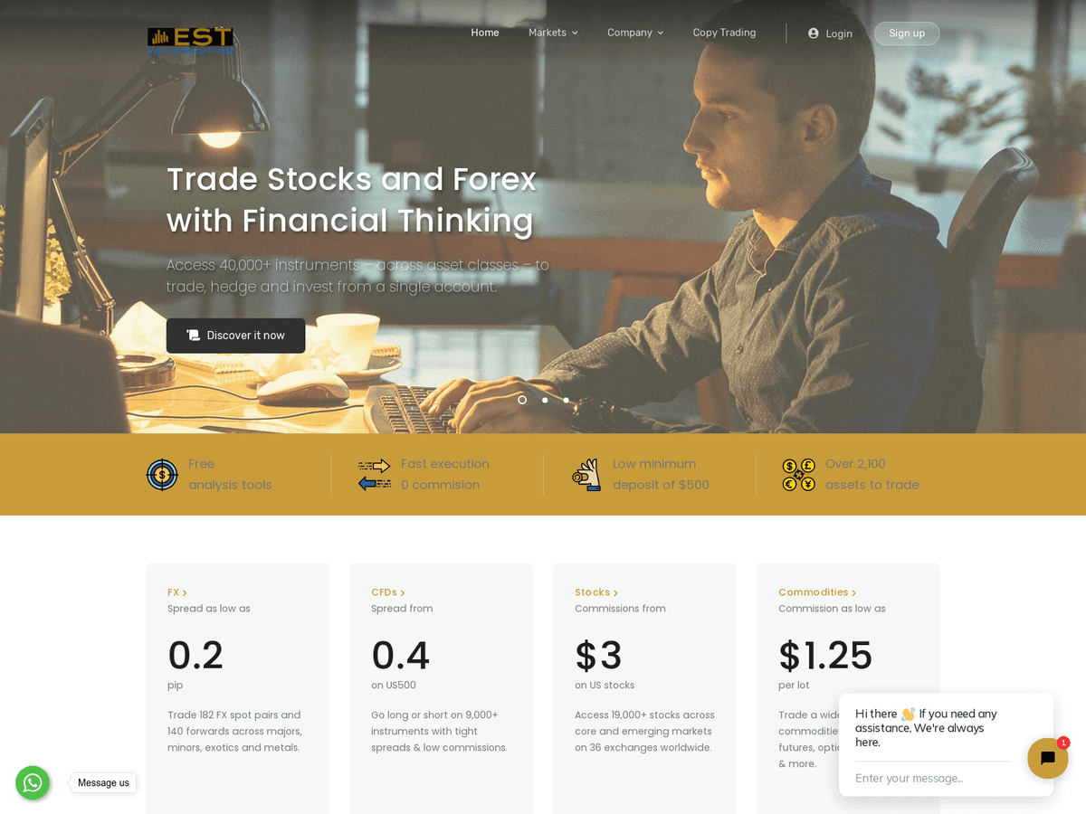 Screenshot der Webseite Equitystocktrade (equitystocktrade.com)