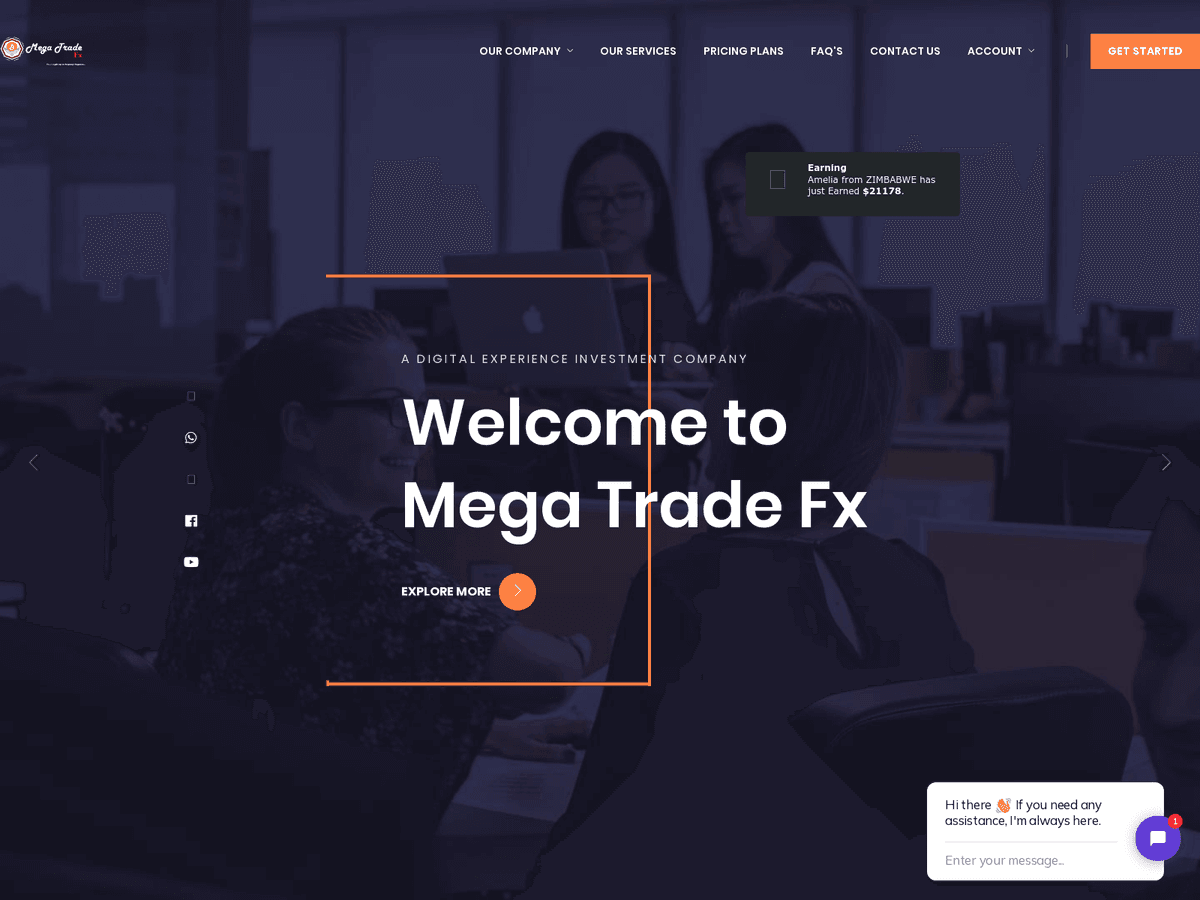 Screenshot der Webseite Megatradefx (megatradefx.online)
