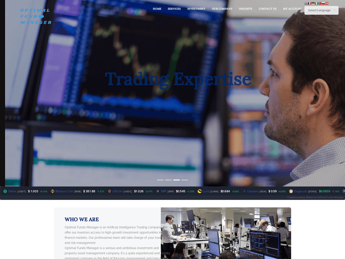 Screenshot der Webseite Bitmanager (optimalfundmanager.com.bitmanager.pro)