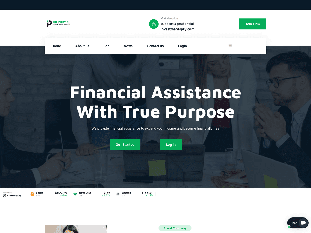 Screenshot der Webseite Prudential Investmentspty (prudential-investmentspty.com)