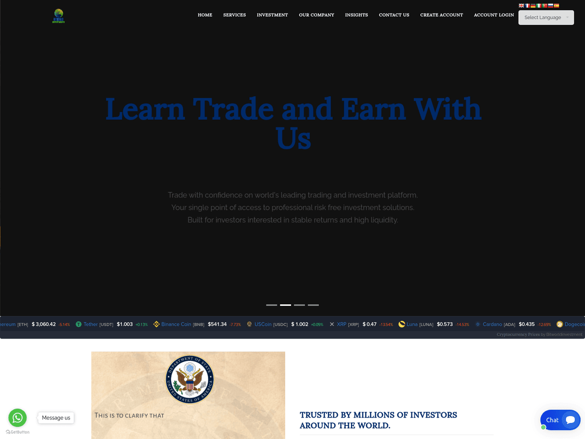 Screenshot von Bitworldinvestments