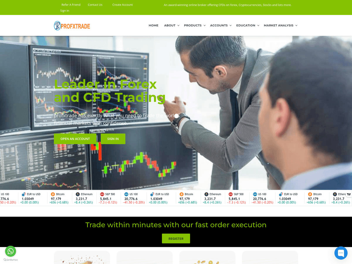 Screenshot der Webseite Profxtrade (profxtrade.info)