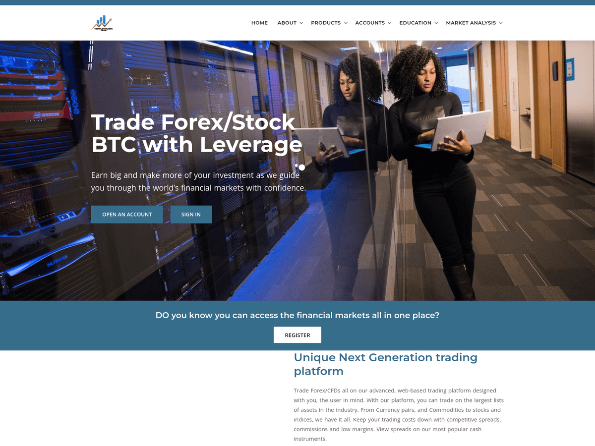 Screenshot der Webseite Trippletradingteam (trippletradingteam.com)