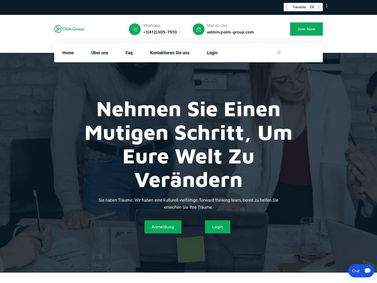 Screenshot der Webseite Olm Group (olm-group.com)