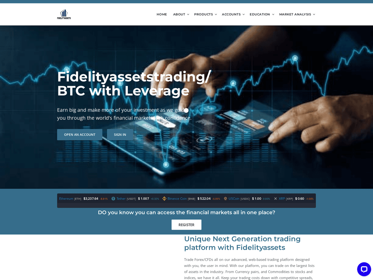 Screenshot der Webseite Fidelityassetstrading (fidelityassetstrading.com)