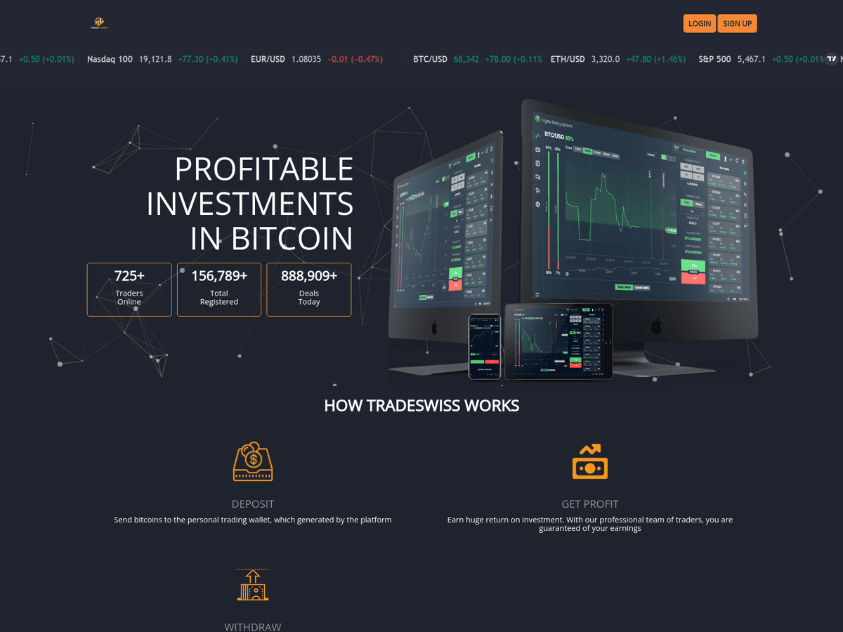 Screenshot der Webseite Tradeswiss (tradeswiss.live)