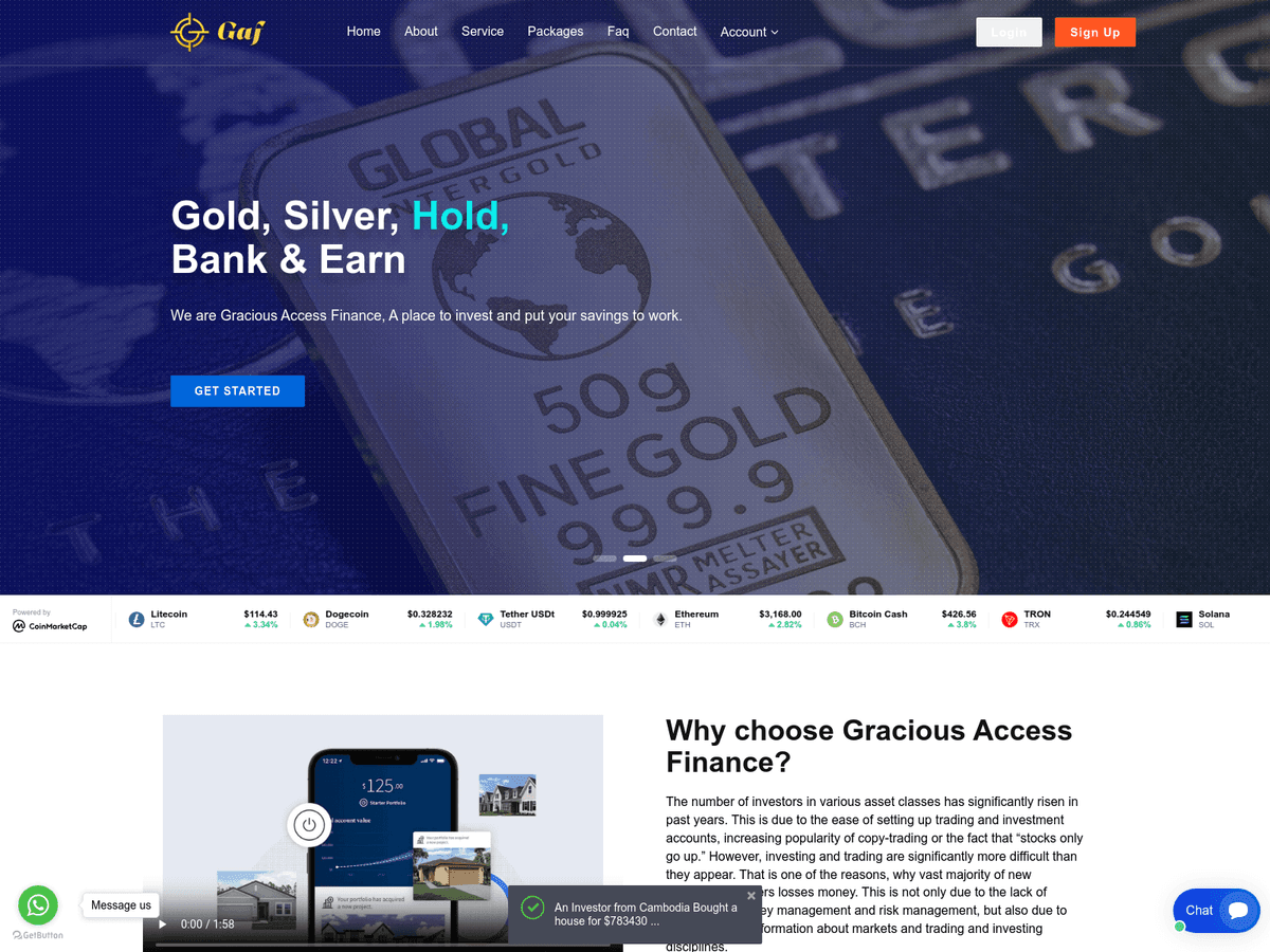 Screenshot der Webseite Graciousaccessfinance (graciousaccessfinance.com)