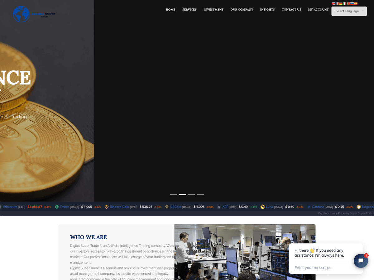 Screenshot der Webseite Digibitsupertrade (digibitsupertrade.com)
