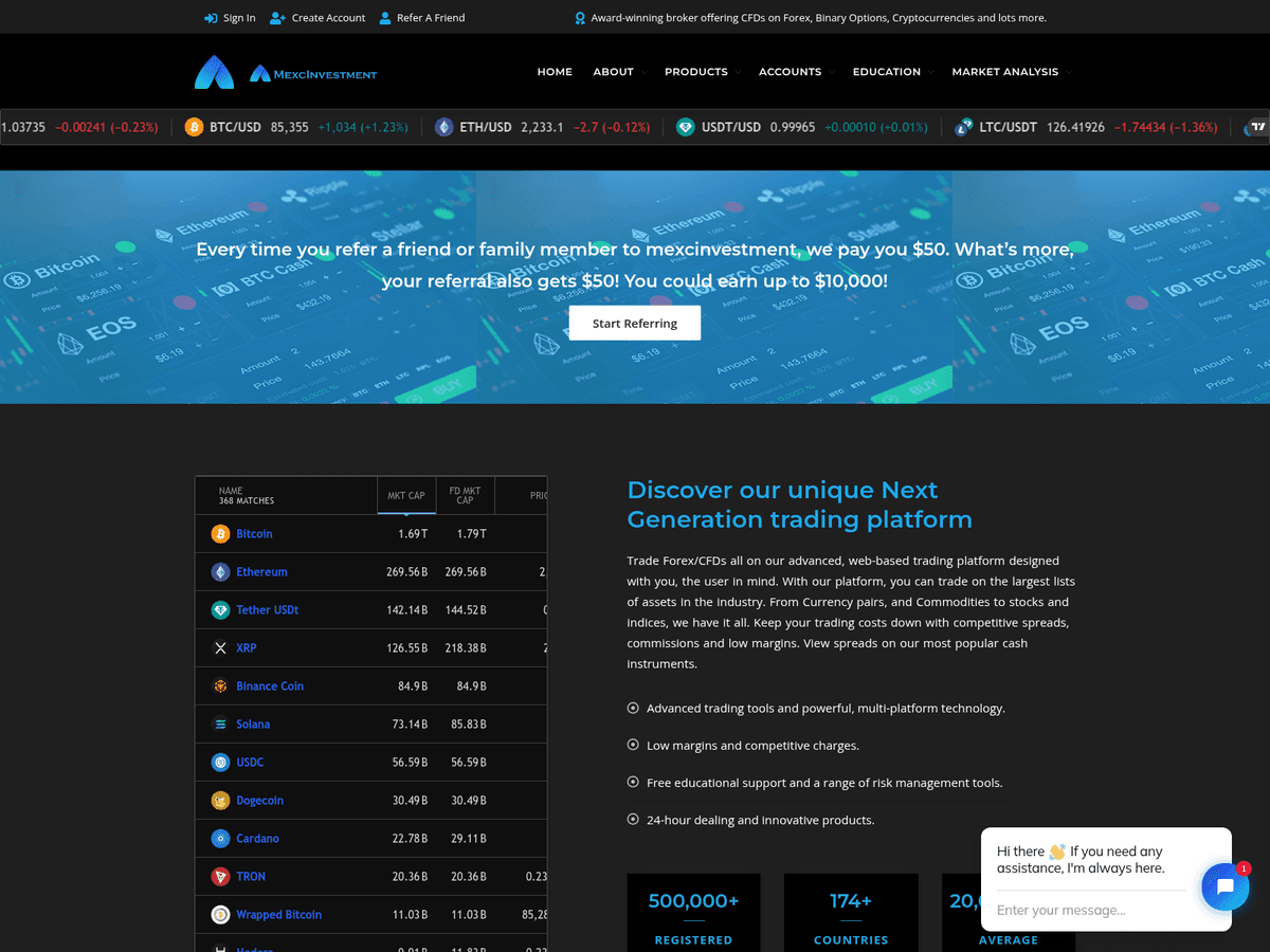 Screenshot der Webseite Mexcinvestment (mexcinvestment.com)
